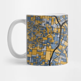 San Antonio Map Pattern in Blue & Gold Mug